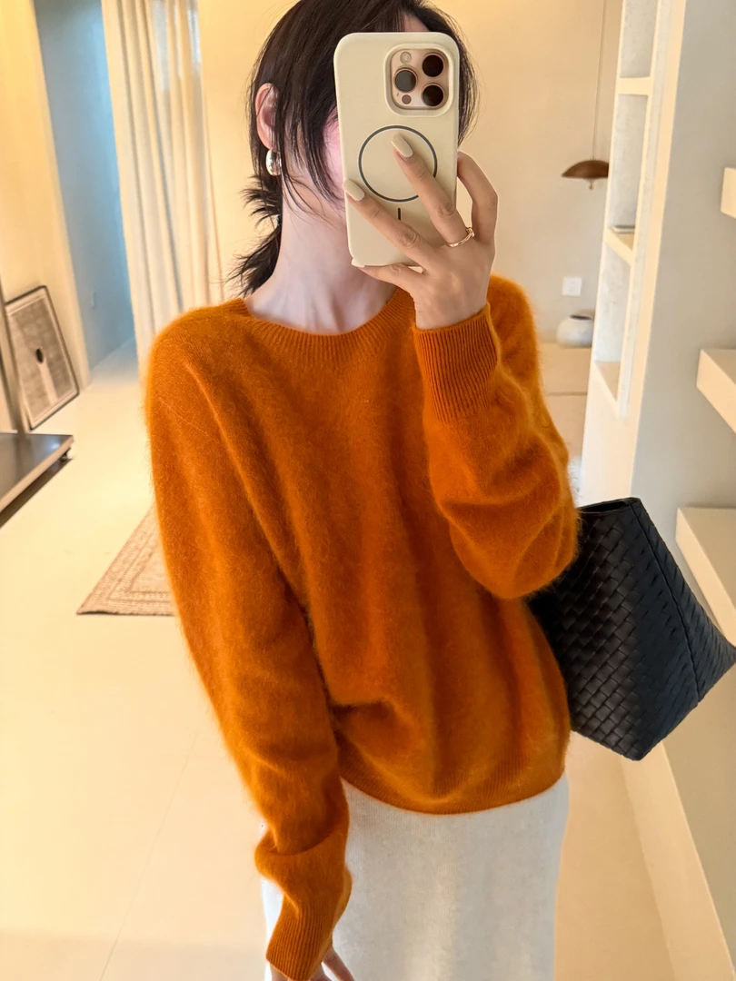 高级感毛绒针织衫女欧洲站2025冬装新款欧货女装时尚洋气毛衣潮