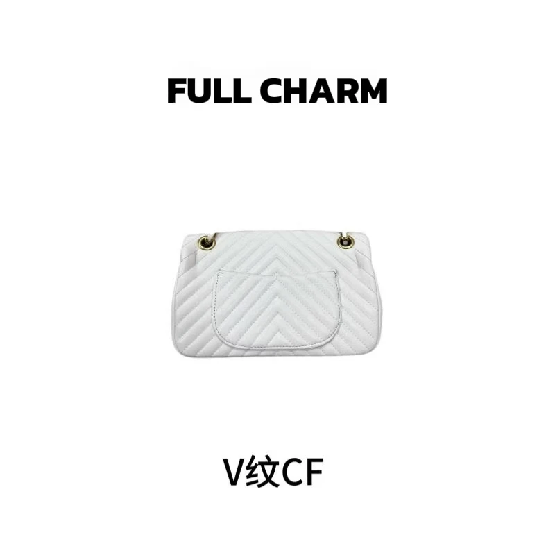 【E879】FULLCHARM-白色V纹CF白-百搭手提单肩斜挎包大容量通勤女包