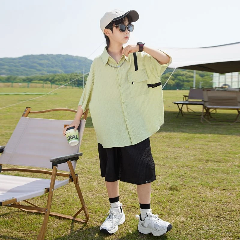 男童夏季套装2025新款polo衫短袖男孩中大儿童装休闲酷帅炸街夏装