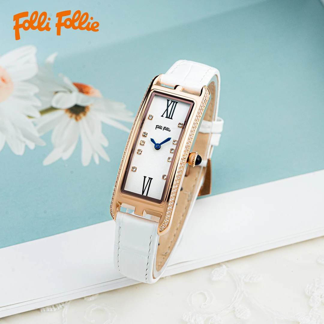 follifollie时光岁月手表百搭女士复古时尚轻奢简约经典气质腕表