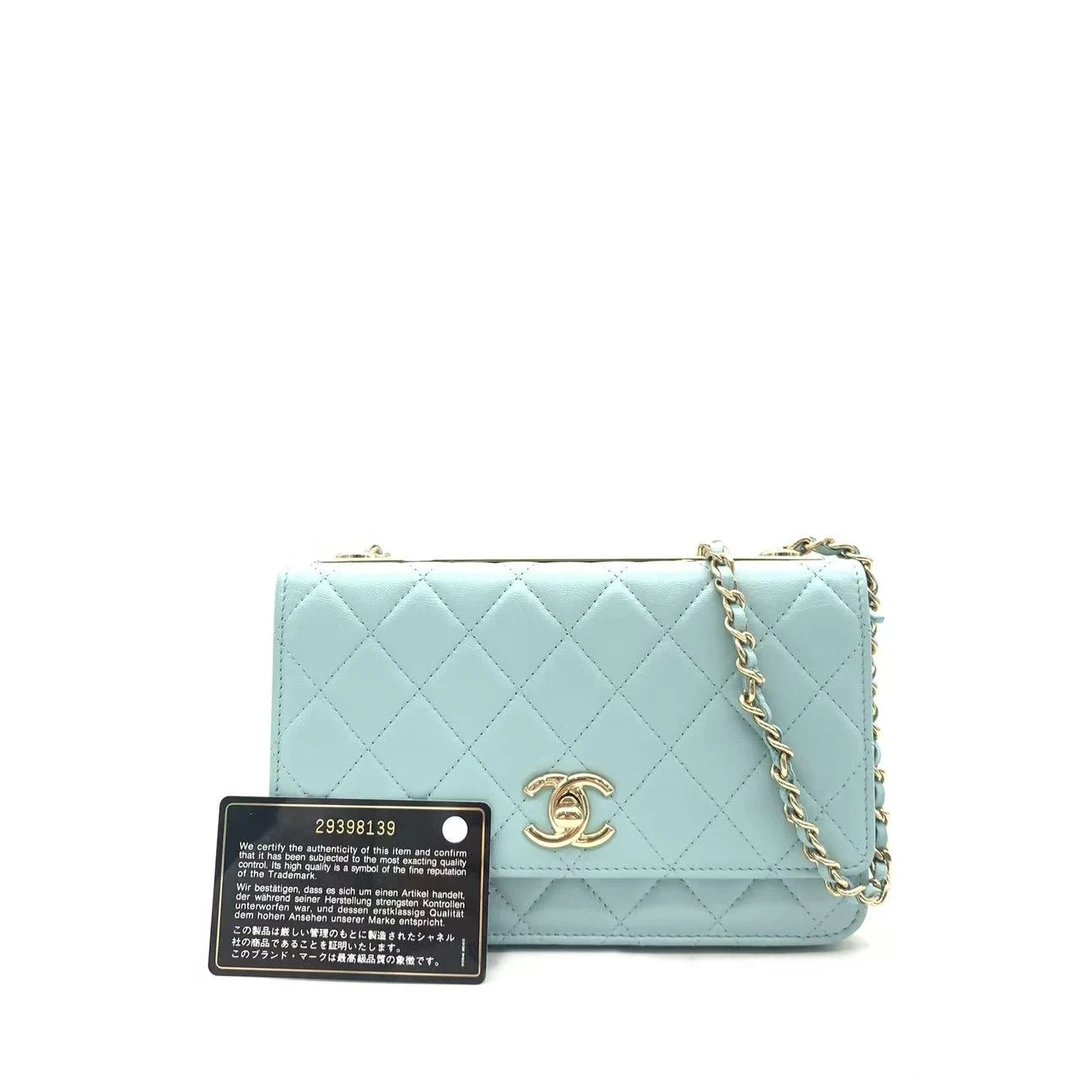 95新 Chanel/香奈儿 【安则专属】青色trendy cc woc链条包/29开