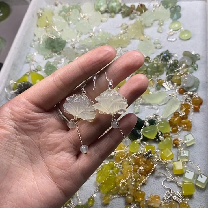 蛇纹石玉未镶嵌挂件耳饰耳环项链