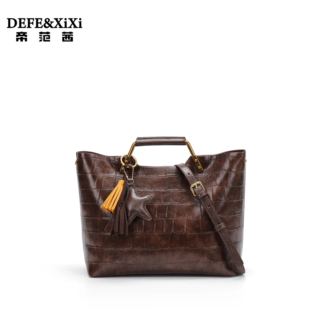 轻奢大气通勤百搭红棕色单肩托特包D025红棕色