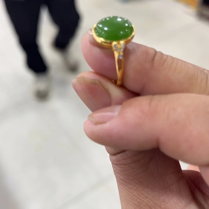 和田玉（碧玉）银S925镶嵌戒指