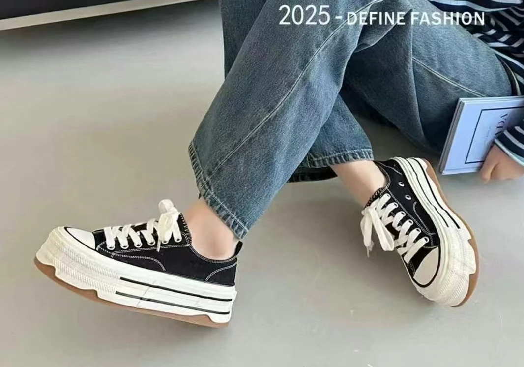 AL3658高定透气帆布厚底休闲鞋