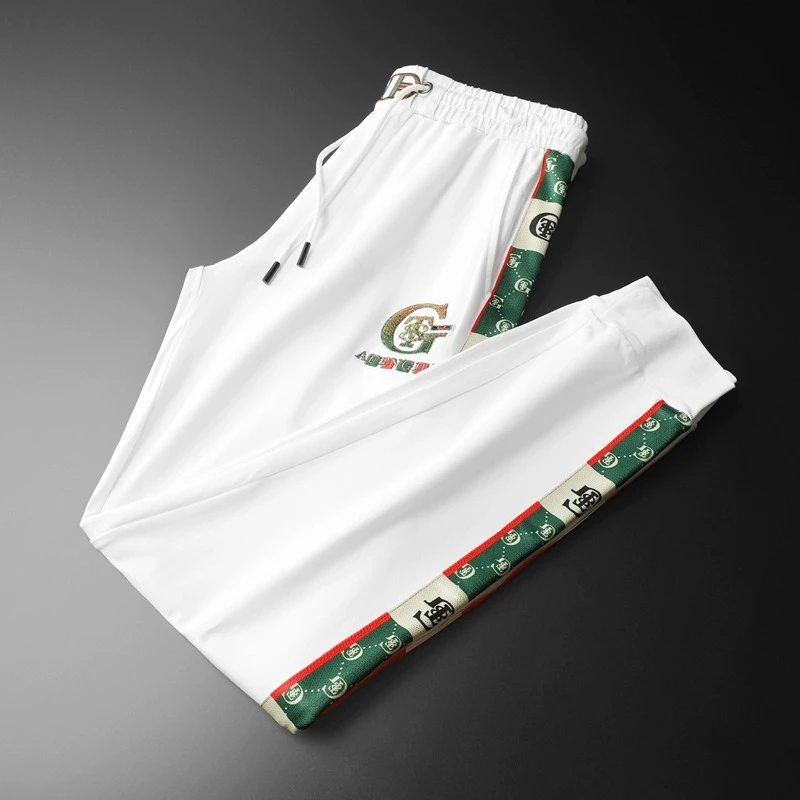 简纳曼克休闲长裤男士夏季轻奢高端亮片刺绣百搭薄款束脚运动裤子