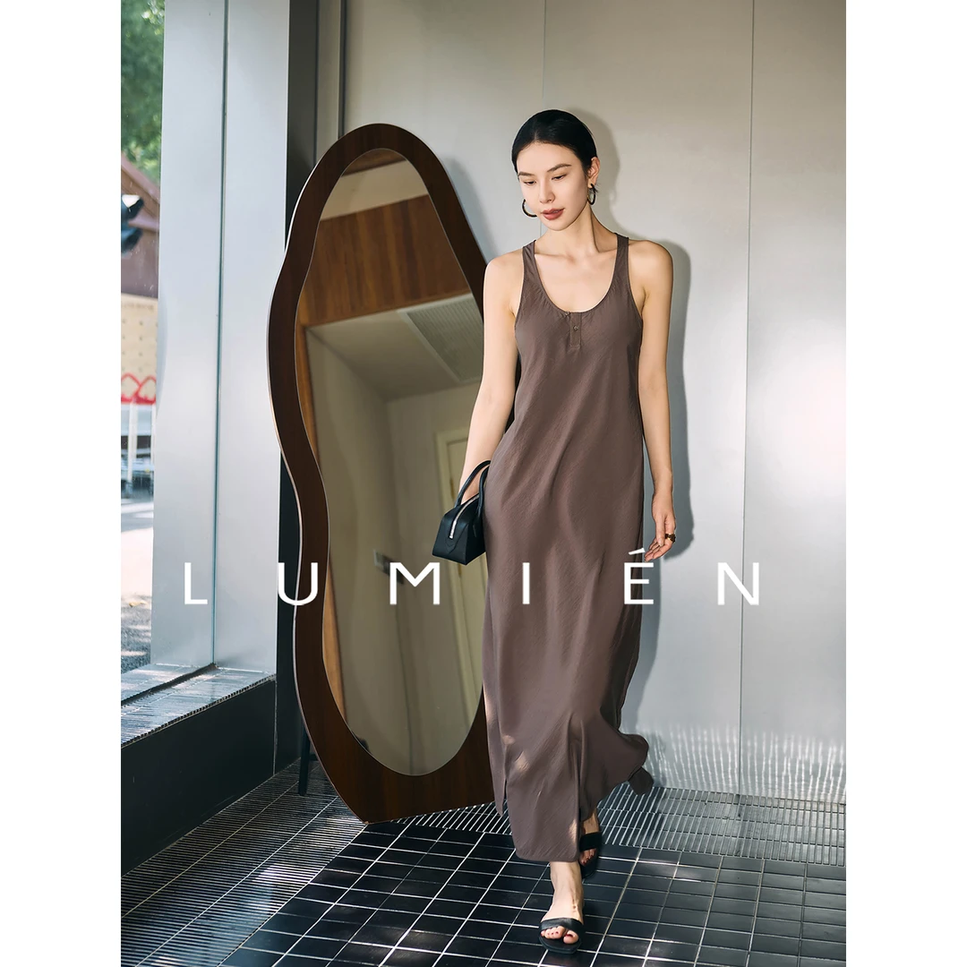 【LUMIEN】“大地诗篇”莱赛尔咖色连衣裙LX5GRR008