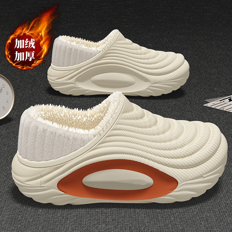 防水棉拖鞋女冬季2025新款家居防滑毛绒保暖外穿厚底包跟棉鞋男士
