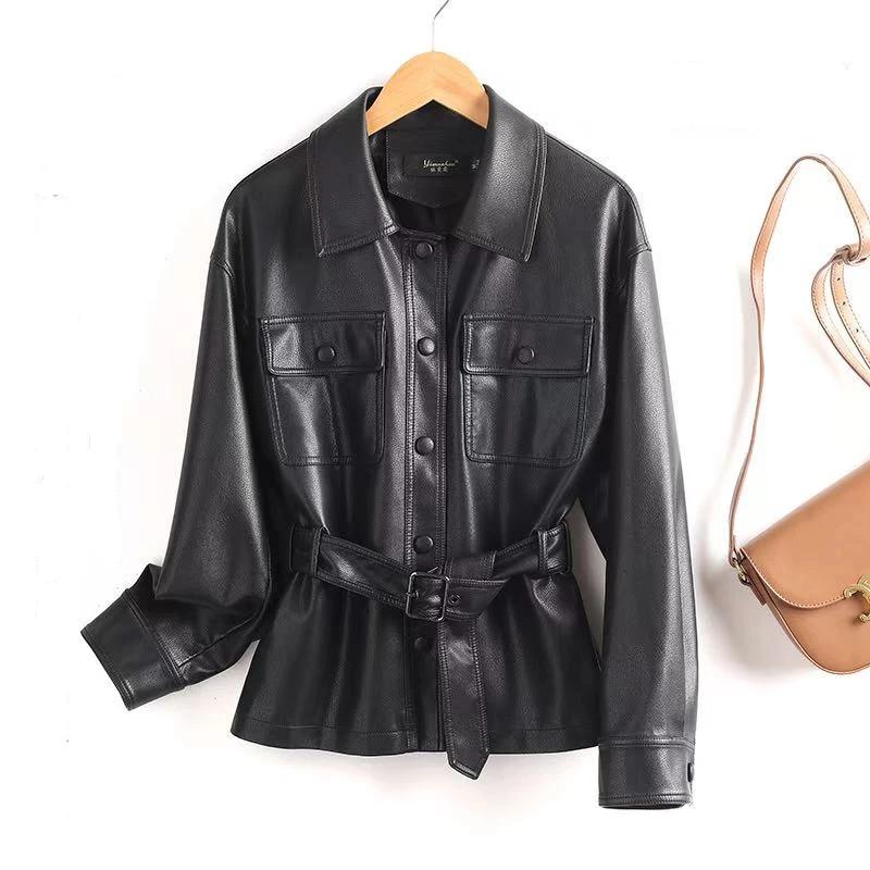 【宋佳同款】海宁皮衣女短款皮夹克修身显瘦气质皮衣外套女