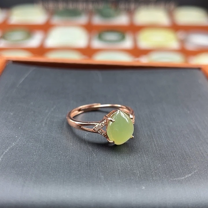 和田玉（碧玉）戒指银S925镶嵌