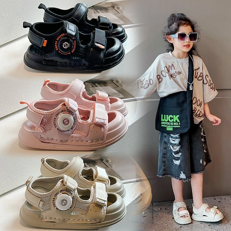 沙滩鞋包头韩版休闲软底凉鞋女孩男童欧若精灵风