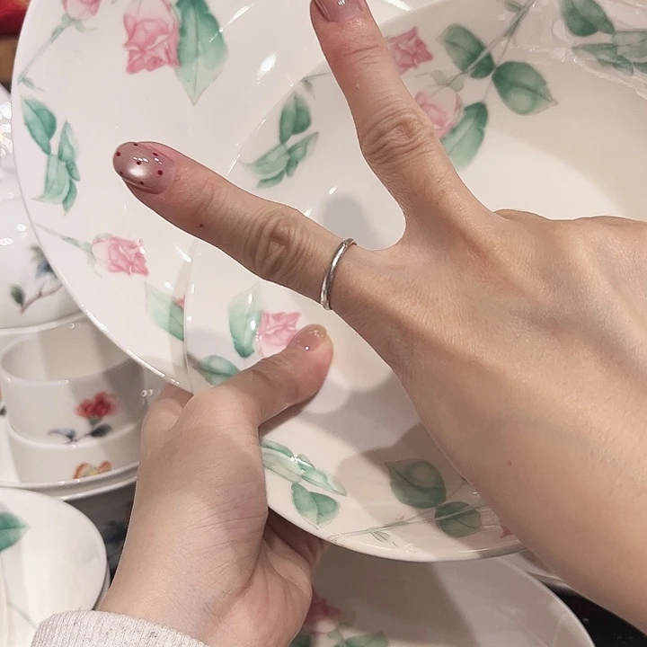 瓷片玫瑰7寸深盘2个8寸2个深盘