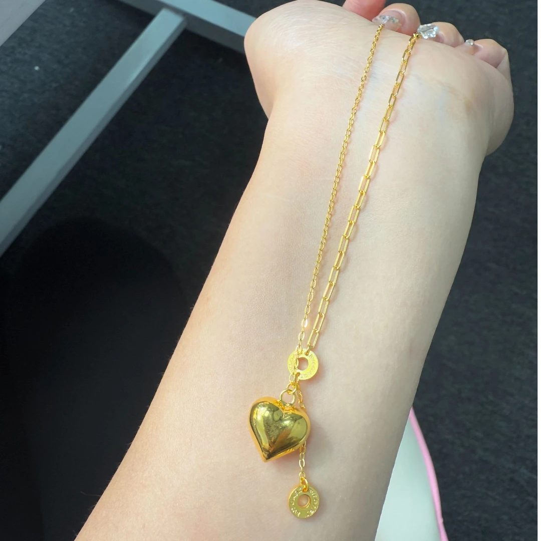 吊坠925银 足银心形项链滴流灵动 百搭精致 简约坠链