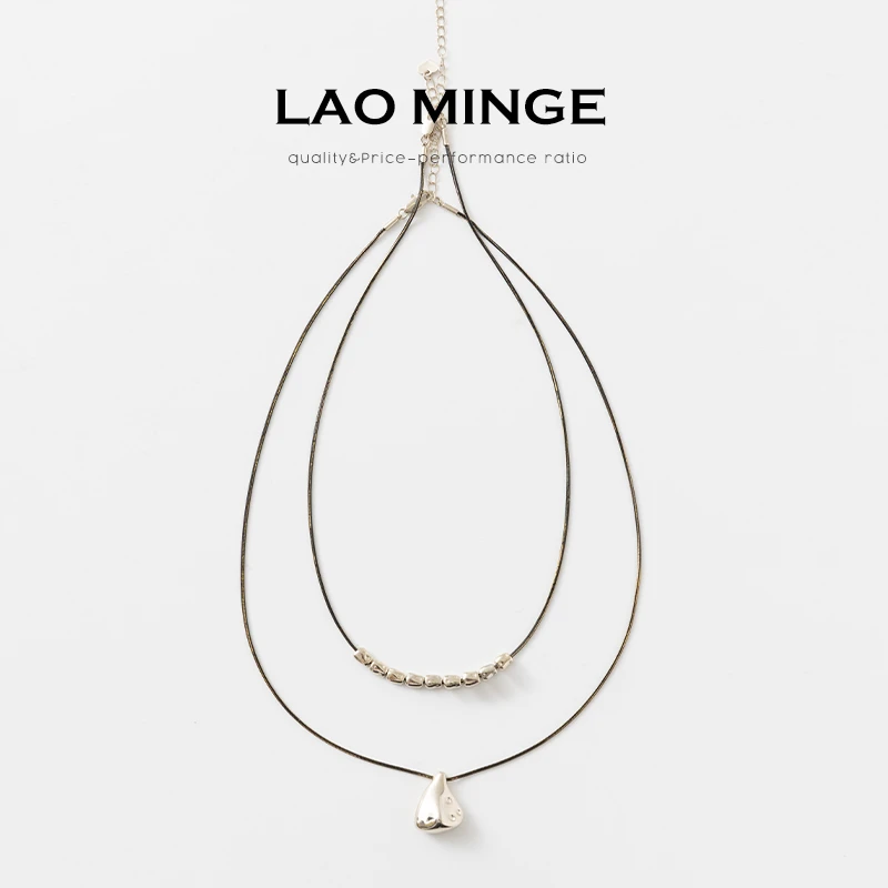 铜合金亚克力吊坠 老敏哥双层叠戴蛇骨链项链吊坠毛衣链 W00785