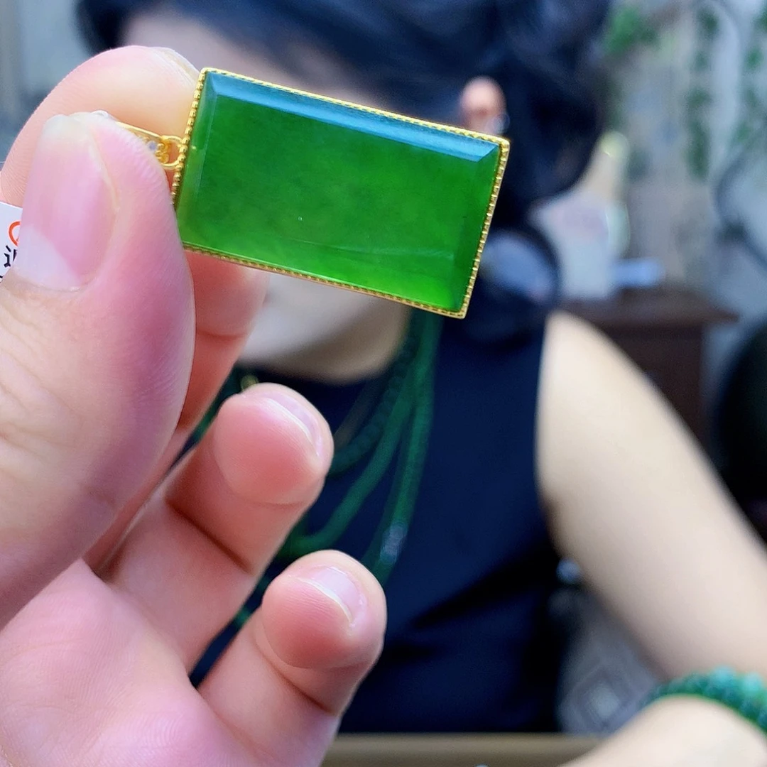 和田玉（碧玉）银S925镶嵌吊坠(不含链)吊坠