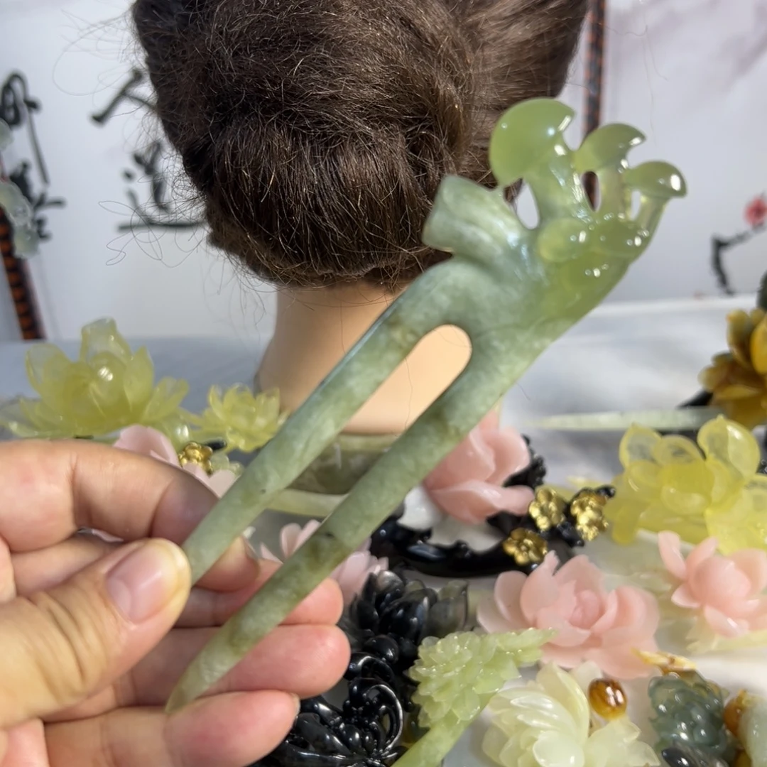 蛇纹石玉未镶嵌发饰