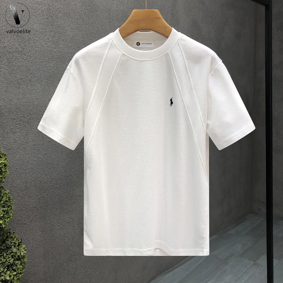 VALVOELITE极简风白色内搭男士圆领短袖恤高端重磅潮流时尚半截袖