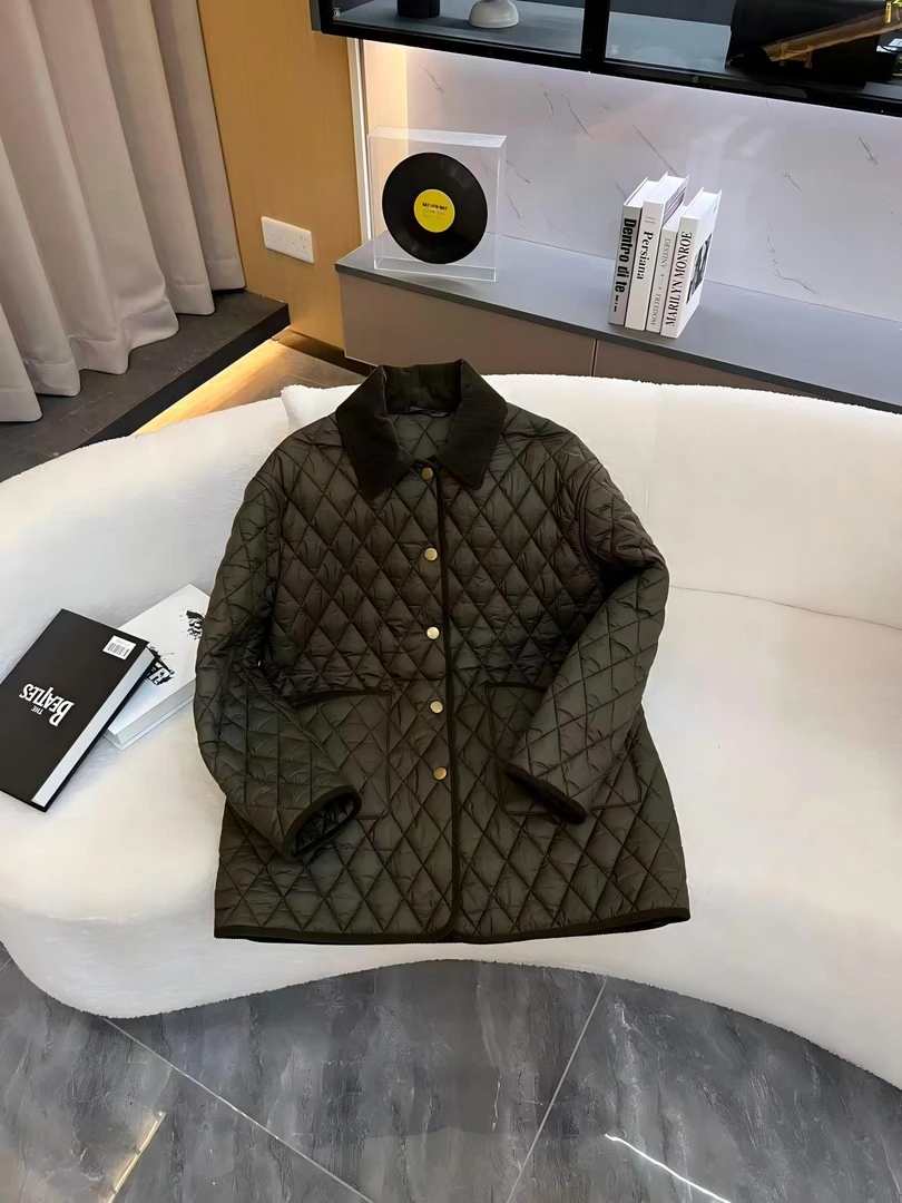 秋冬新款菱格时尚百搭翻领棉服保暖外套LG-24