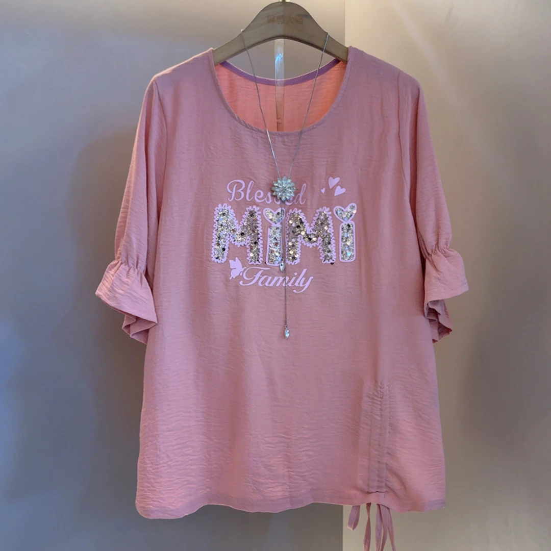 千金风短袖中国风刺绣T恤圆领大码民族风女装夏季新款时尚短袖