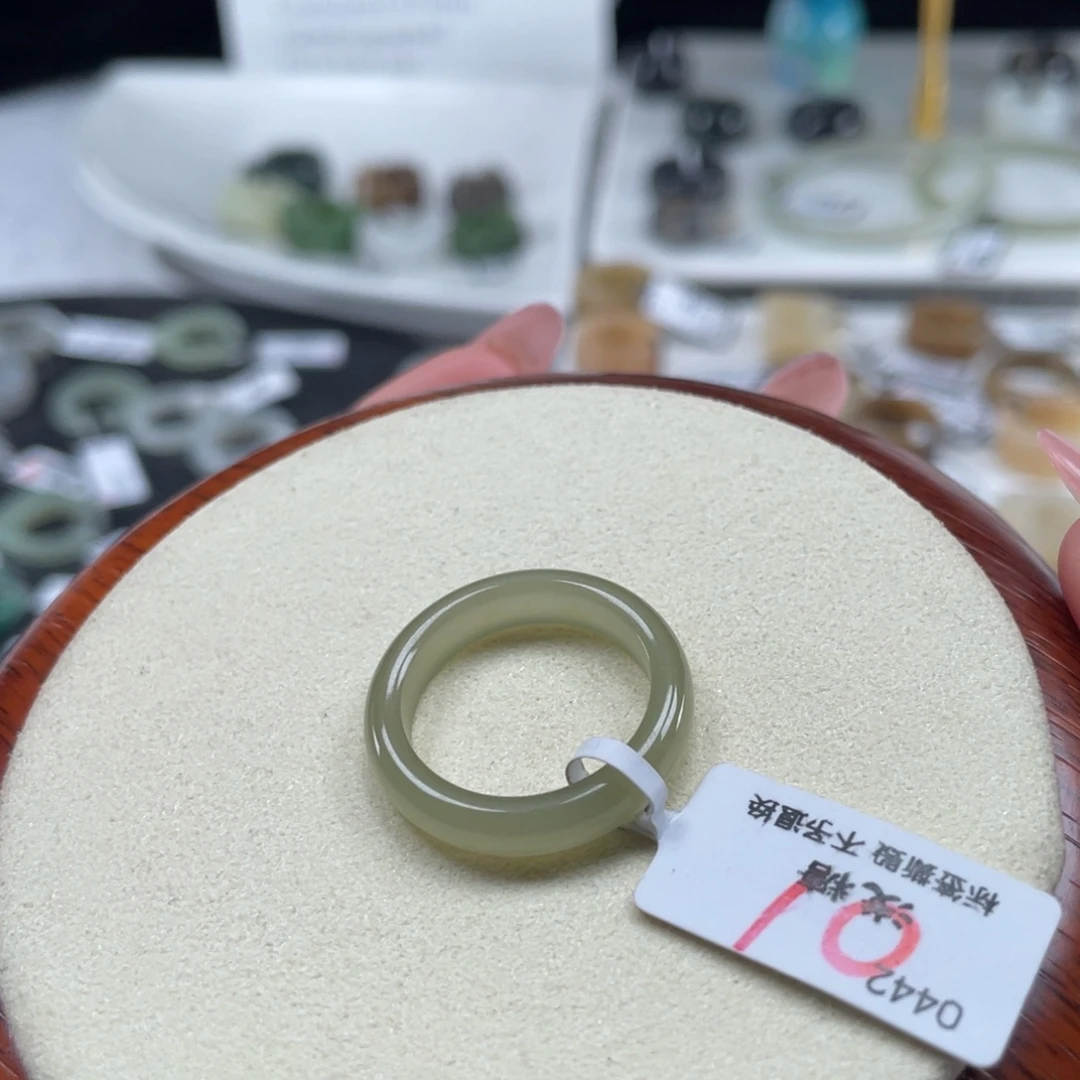 和田玉未镶嵌戒指O23抹茶冰沙18.4