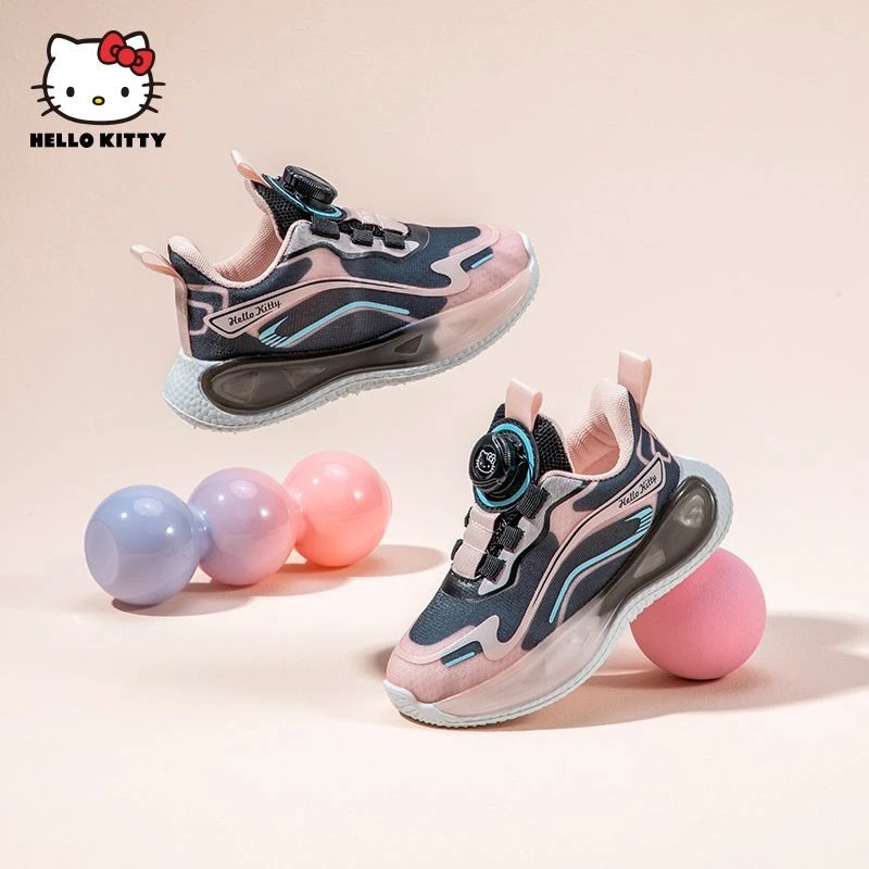 HelloKitty凯蒂猫儿童旋转纽扣运动鞋2025夏季网面透气轻便跑鞋