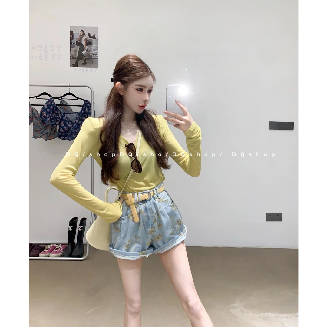 【 海岛繁华】 花色牛仔短裤