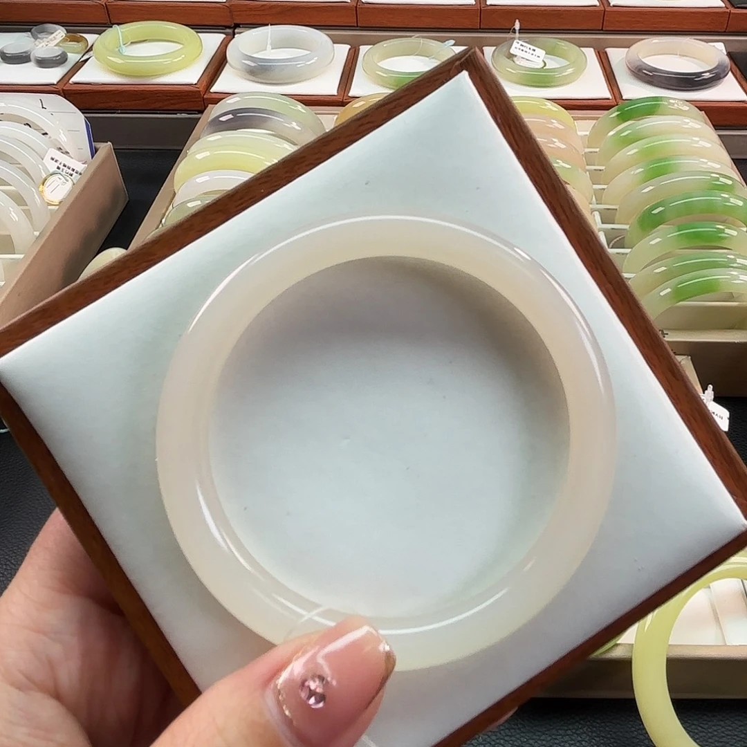 和田玉未镶嵌手镯54冰粉美人条完美度高