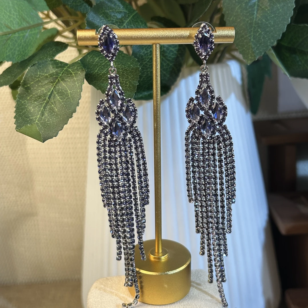 铜合金耳饰 【8737】个性流苏耳环精致风紫色百搭轻奢气质耳饰