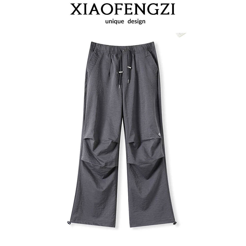 夏季新款lulu同款美式复古抽绳速干伞兵工装阔腿裤