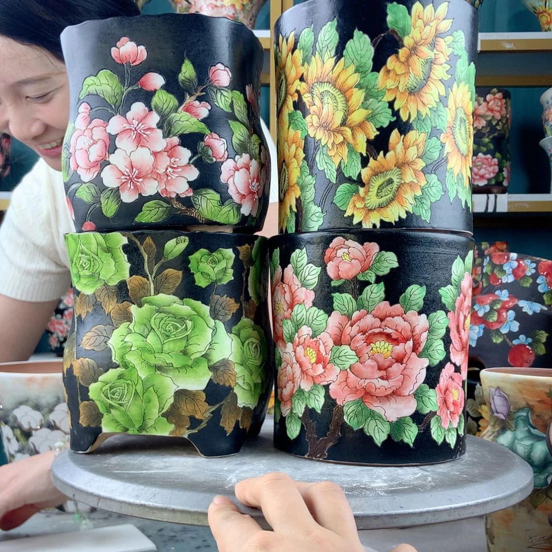 艾***子景德镇手工花盆2陶瓷