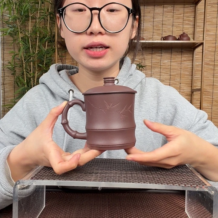 茶壶紫砂原矿湖父底槽清竹节杯350CC左右没礼盒