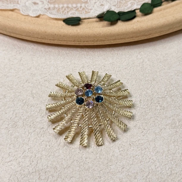 铜合金合成锆石胸针 【六六中古】孤品复古胸针th8034