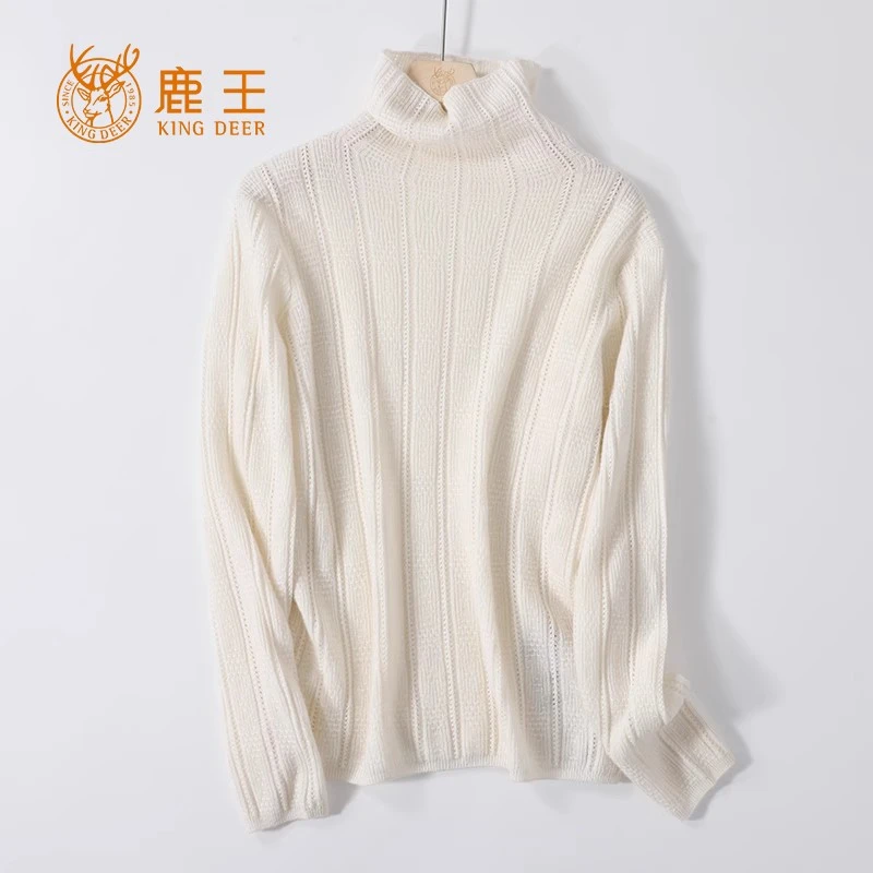 编码3M279 鹿王23秋冬新款女堆领纯色100山羊绒