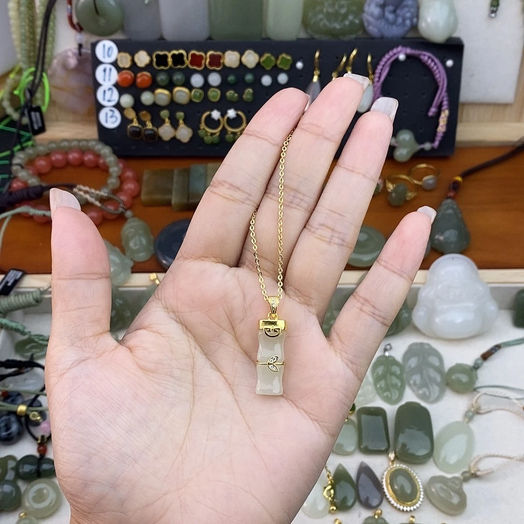 和田玉银S925镶嵌吊坠(不含链)