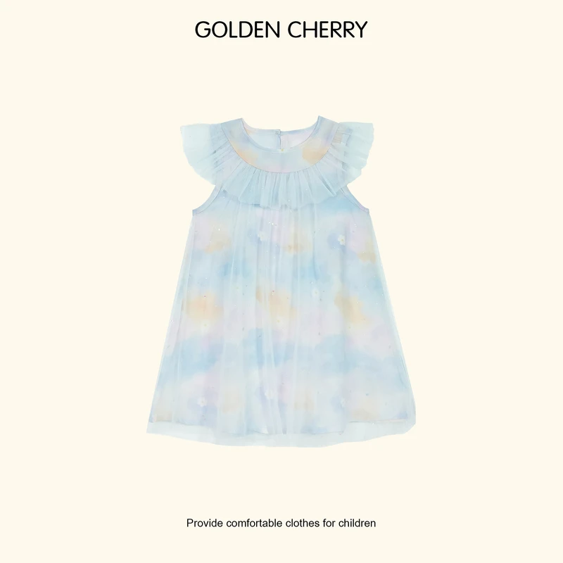 【金樱桃Golden cherry】小童粉蓝色娃娃领无袖连衣裙JYT2240