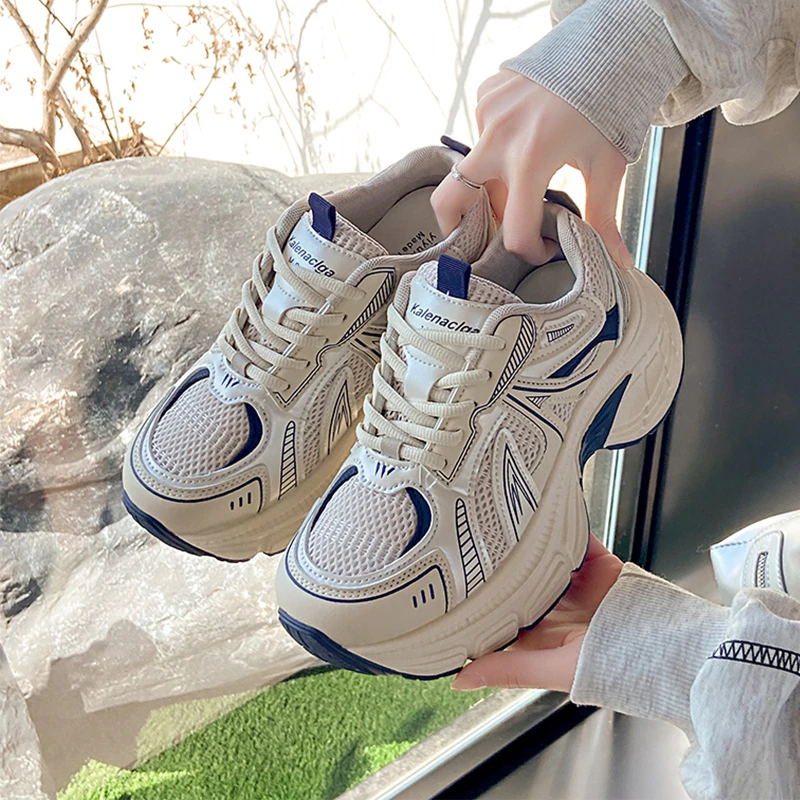 厚底老爹鞋女款2025新款春季网红爆款网面女鞋百搭休闲女士运动鞋