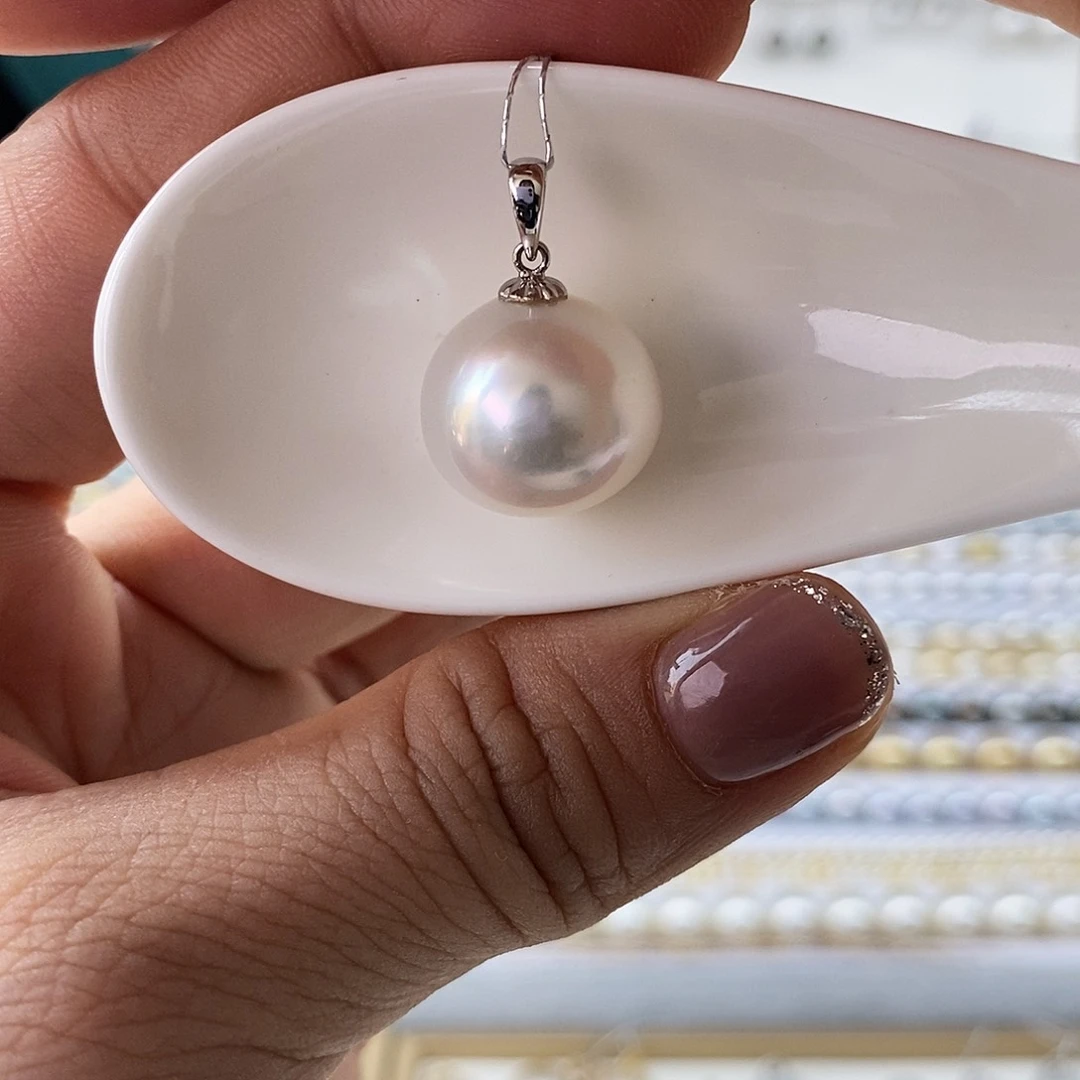 海水珍珠吊坠(不含链)18K金镶嵌澳白15-16m m