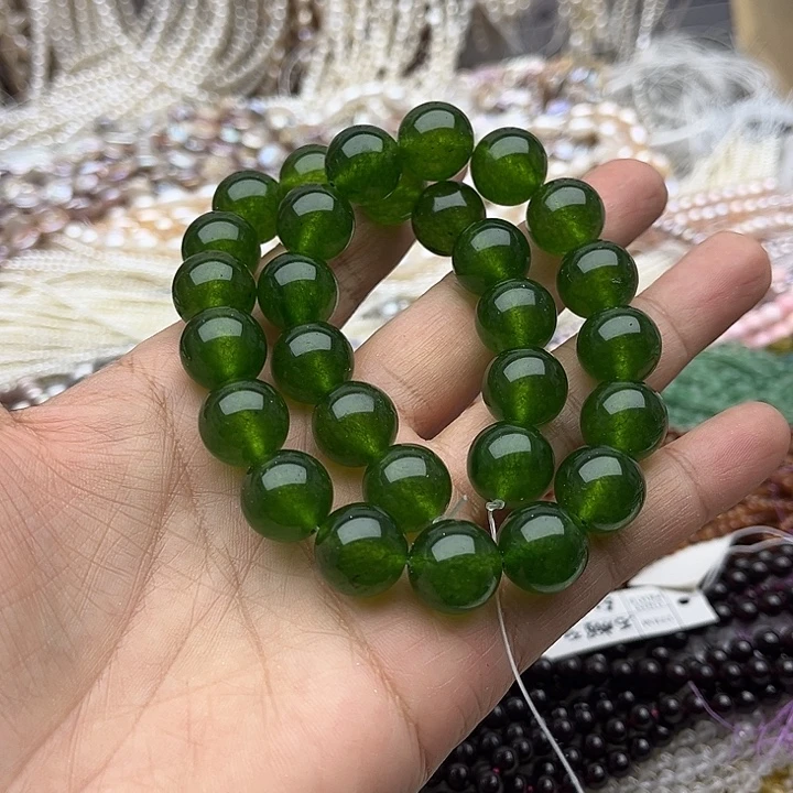 玛瑙/玉髓未镶嵌珠宝半成品一条14mm左右碧玉