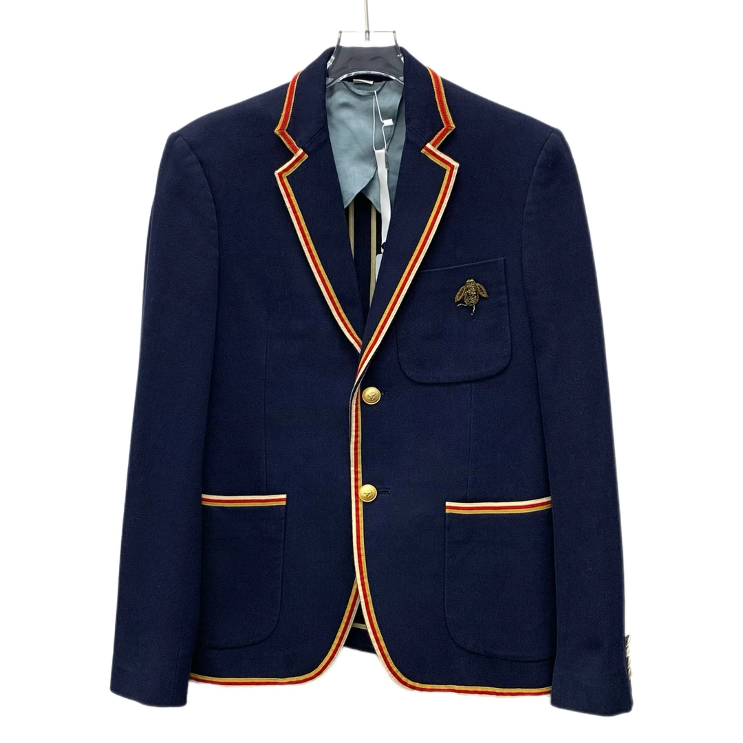 99新 GUCCI/古驰  EM0028  蜜蜂棉质翻领长袖西装外套 48 M码