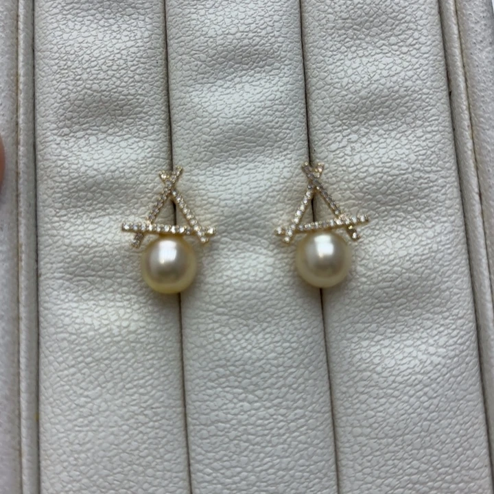 银S925镶嵌海水珍珠耳饰