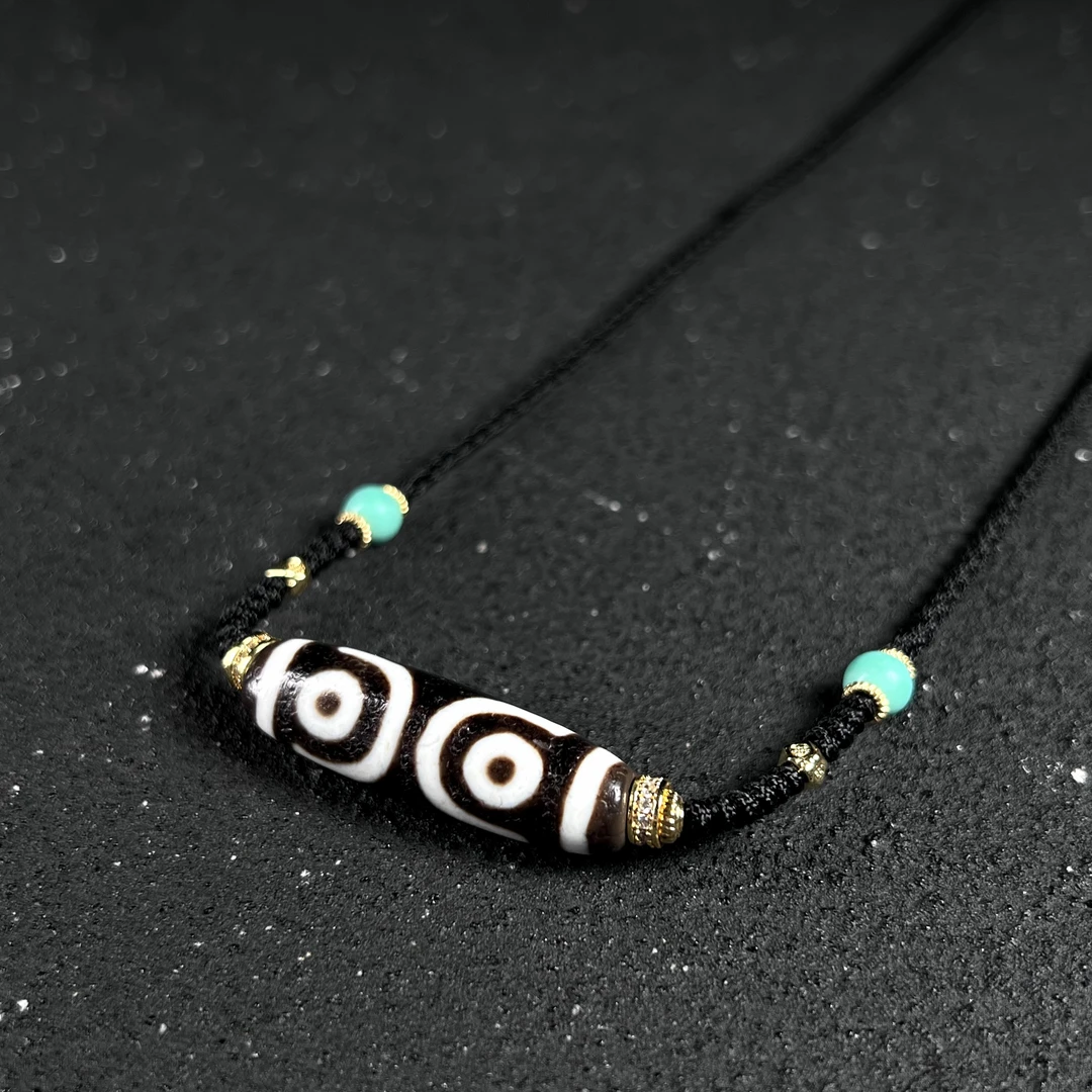 台珠 上肯 三眼天珠 40尺 天珠项链 天珠锁骨链 玛瑙项链