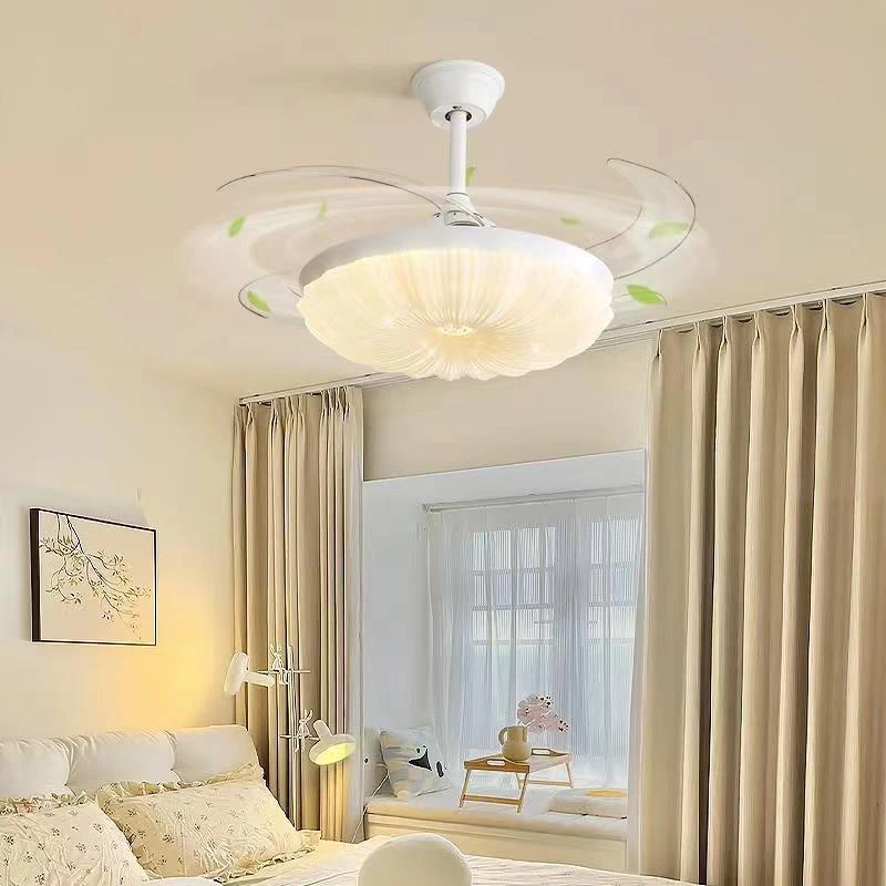 奶油风隐形风扇吊灯家用led餐厅客厅卧室大风力静音一体