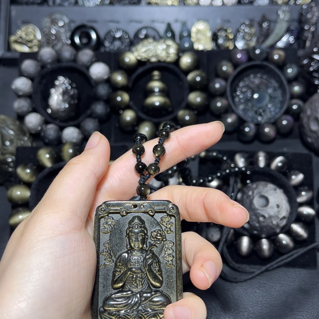 晴***了黑曜岩未镶嵌手链