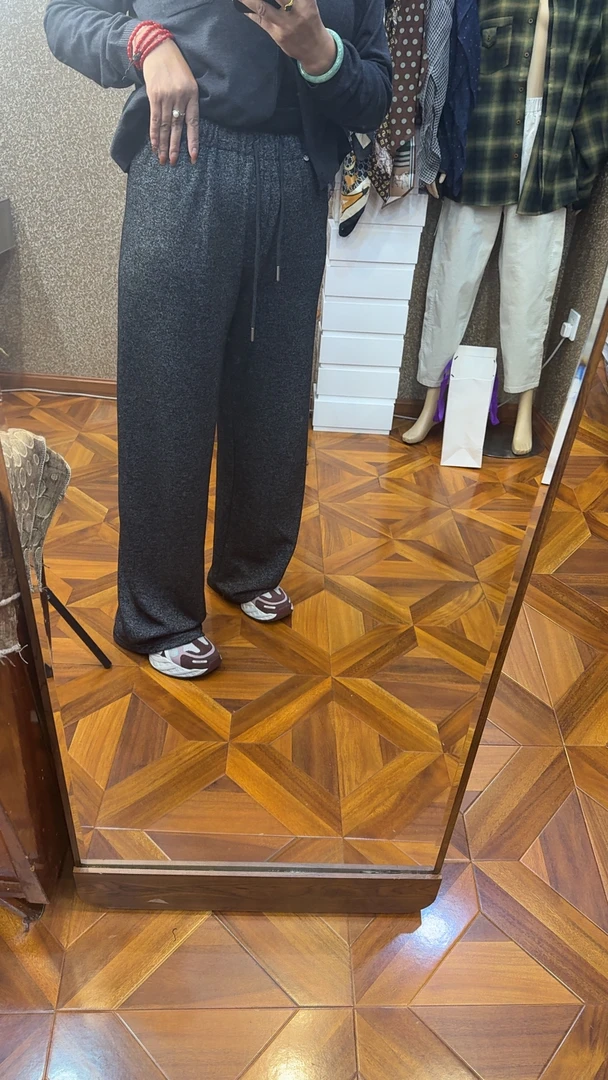 纯色磨毛透气休闲保暖长裤休闲裤抽绳卫裤时尚百搭韩版灰色