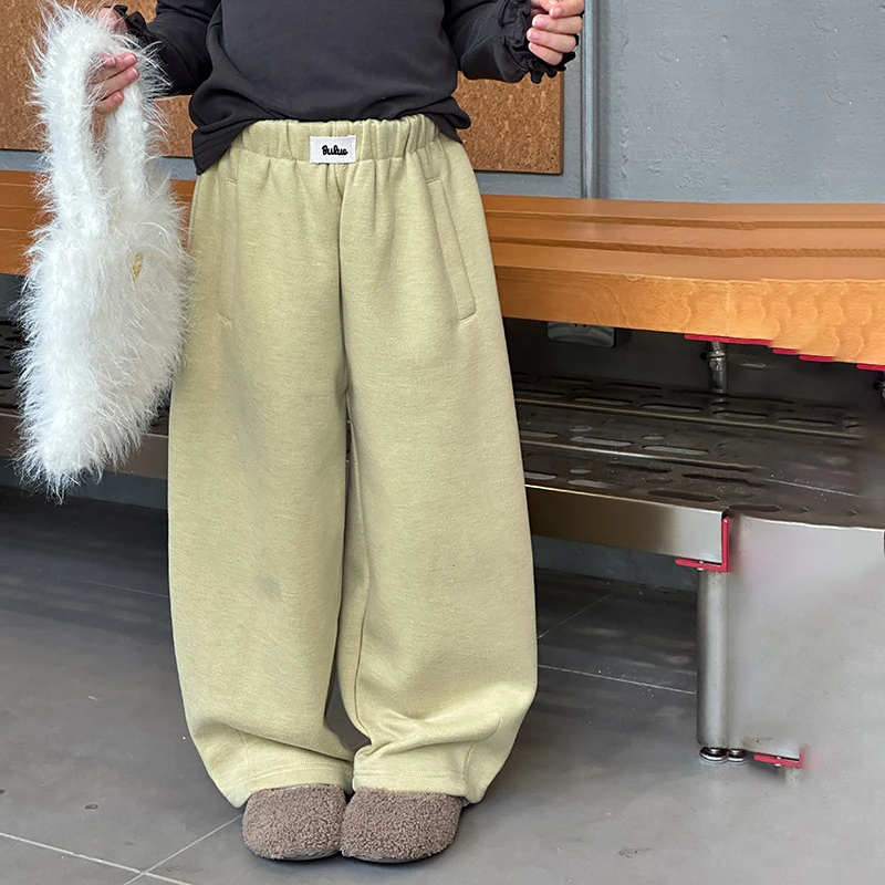 【秋冬加绒】女童贴标韩范质感保暖好版型休闲裤儿童醋酸裤25H042