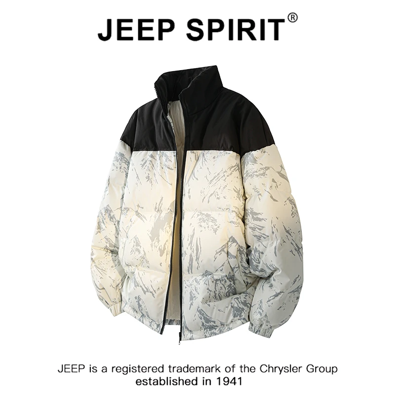 JEEPSPIRIT羽绒服男短款2025冬季新款加厚冬装上衣立领白鸭绒外套