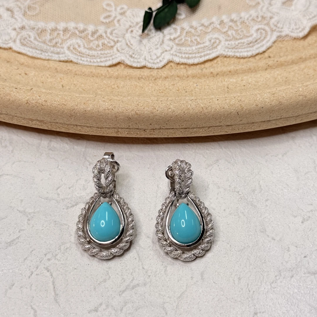 铜合金树脂耳饰 【六六中古】孤品复古精美耳夹th6667