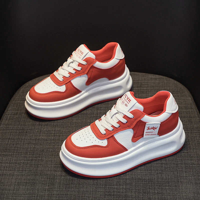 真皮厚底内增高小白鞋女2025年春季新款百搭运动休闲时尚经典板鞋