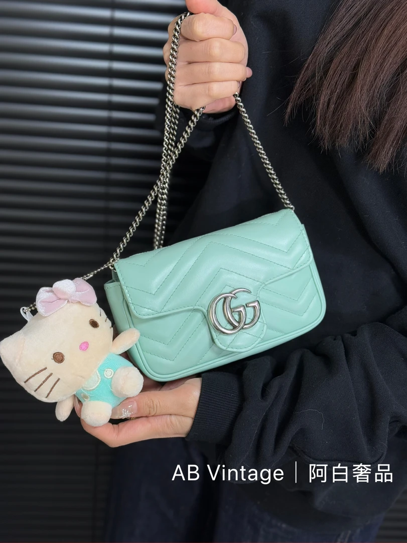 95新 GUCCI/古驰 阿白奢品/古驰 mini马蒙单肩包