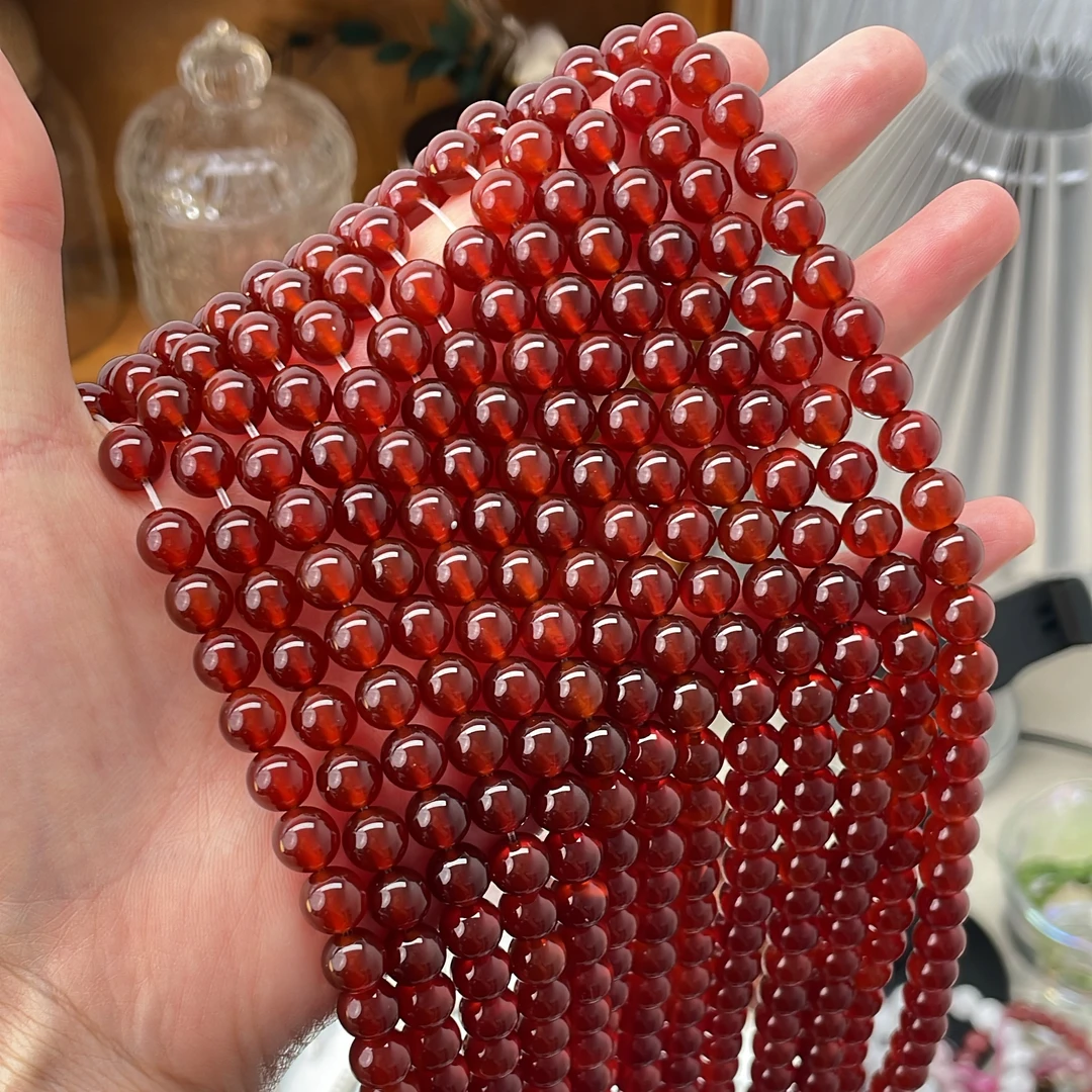 【7A+级红玛瑙】珠宝半成品 散珠diy  4-6-8-10-12-14